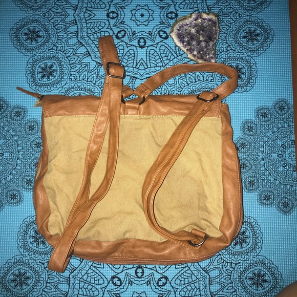 🦋 Backpack*** brown Leather/canvas 🔥 - Picture 3 of 7